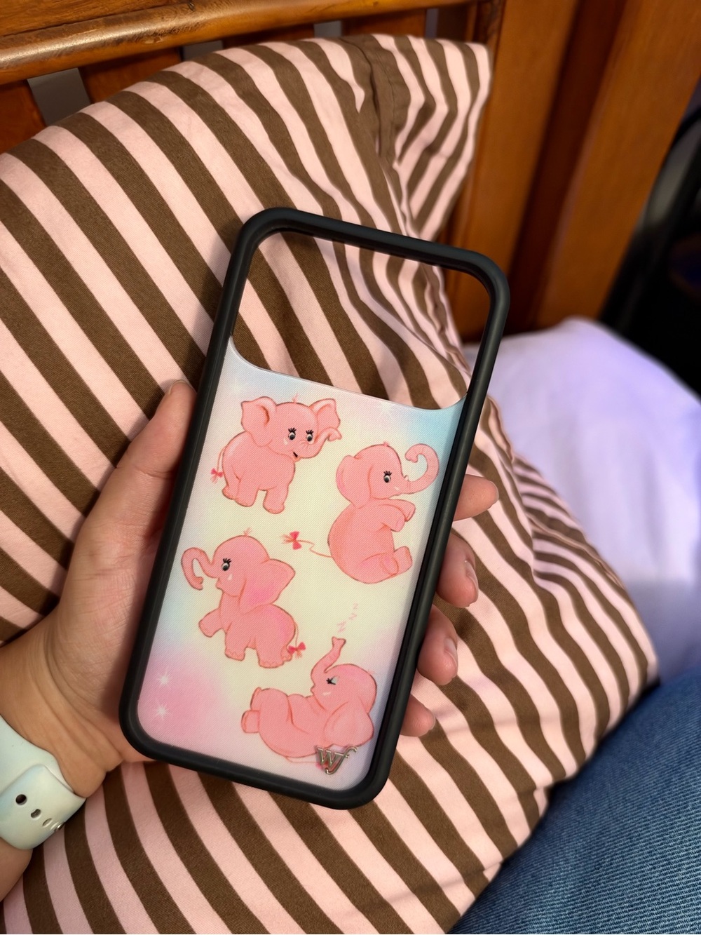 Wildflowers Pink Elephant Pattern Phone Case with Black Bumper